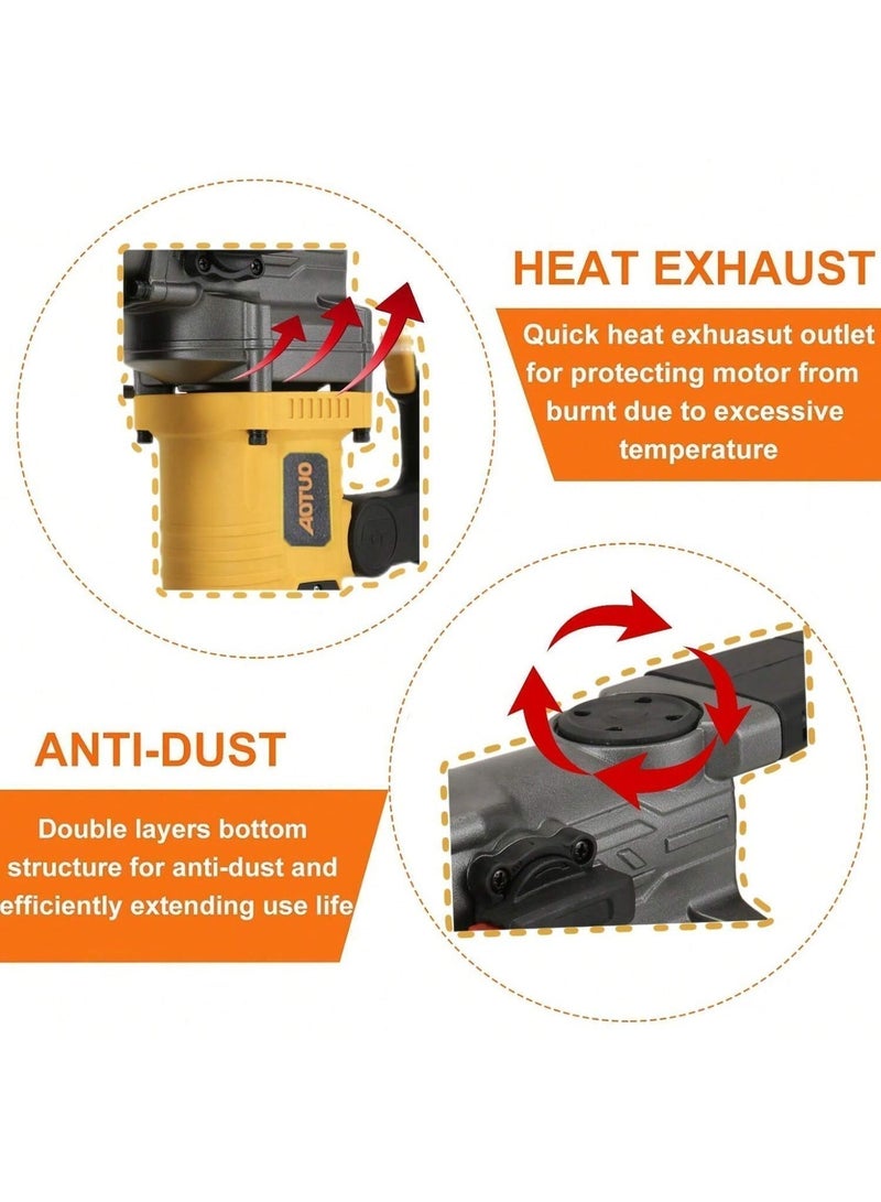 AOTUO Electric Hammer Drill, Vibration Control and Safety Clutch, 1600W Heavy Duty, Including 3 Drill Bits, Flat Chisels, Point Chisels, 360°Rotating Handle, with Carrying Case - Image 5