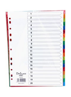Deluxe 20 Tab Pvc Color Divider  , Stationery Binder Index Dividers 
