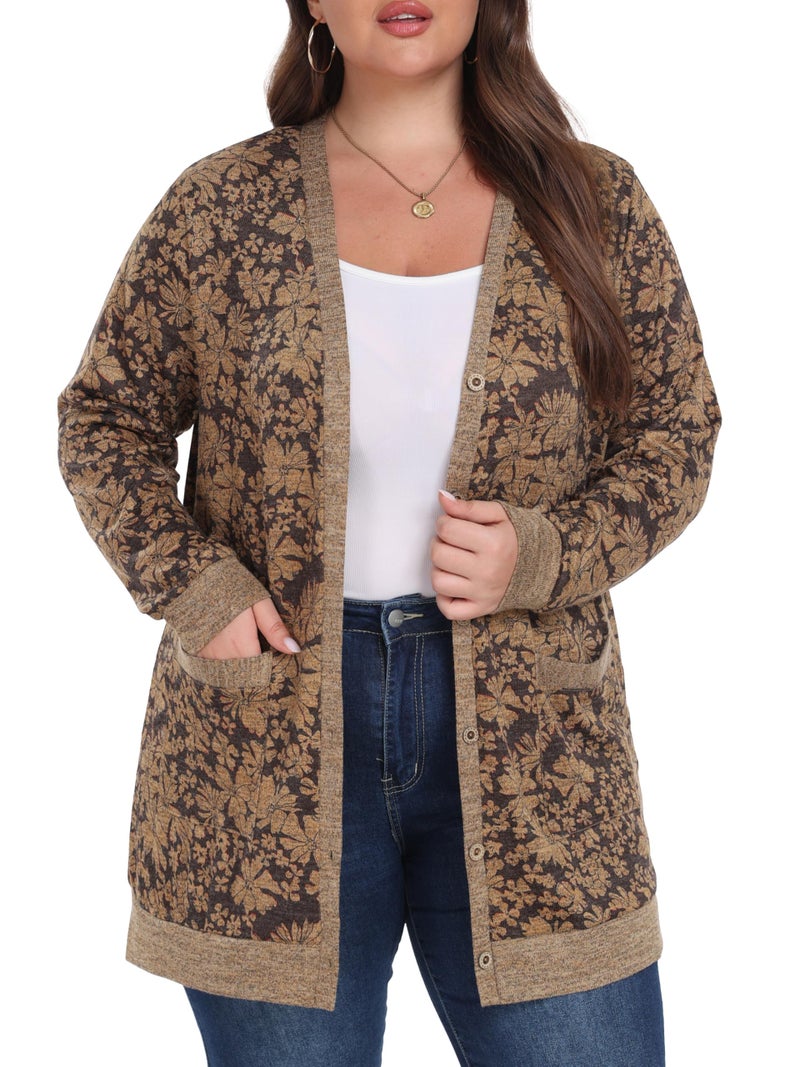OLRIK Plus Size Sweater Casual Work Cardigan for Women Plus Size Outfits for Women 2024 Cosmos Khaki-2X - Image 1
