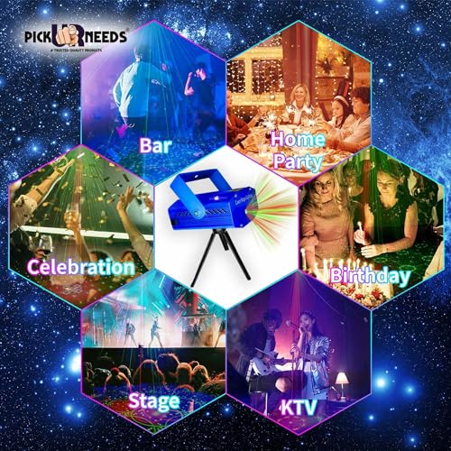 Pick Ur Needs Mini Stage LED Lighting Sound Activated Laser Corded Electric Projector With Mini Tripod Stand For Party And Diwali Decoration (Multicolor) (Laser 6D Light), White - Image 4