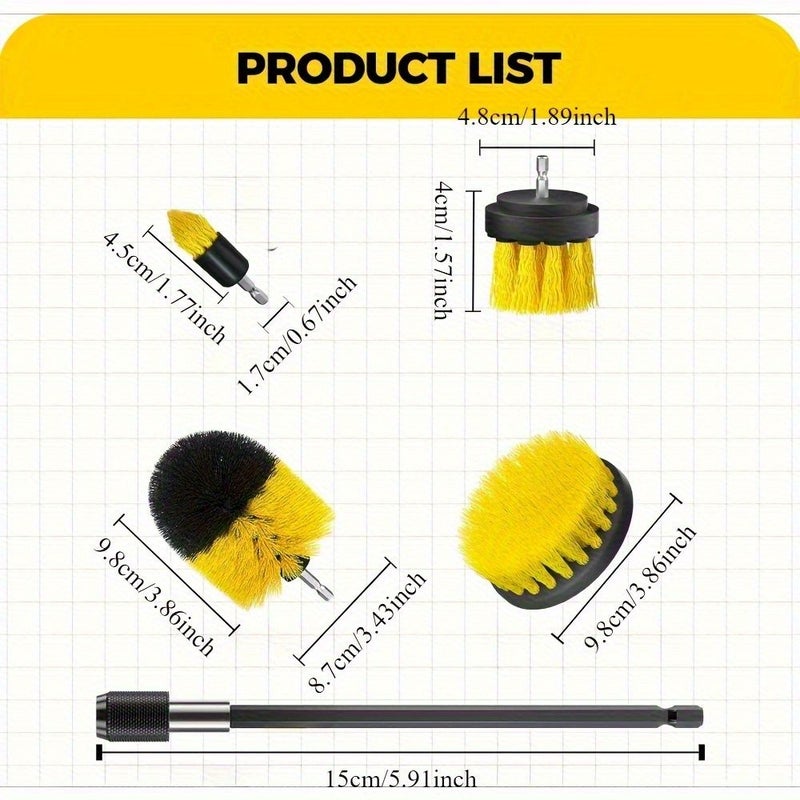 Blue Set of Brushes for Drill Bits Including Cleaning Brushes for Wheel Hubs Bathtubs Tiles Kitchens Floors And Vehicles - Image 2
