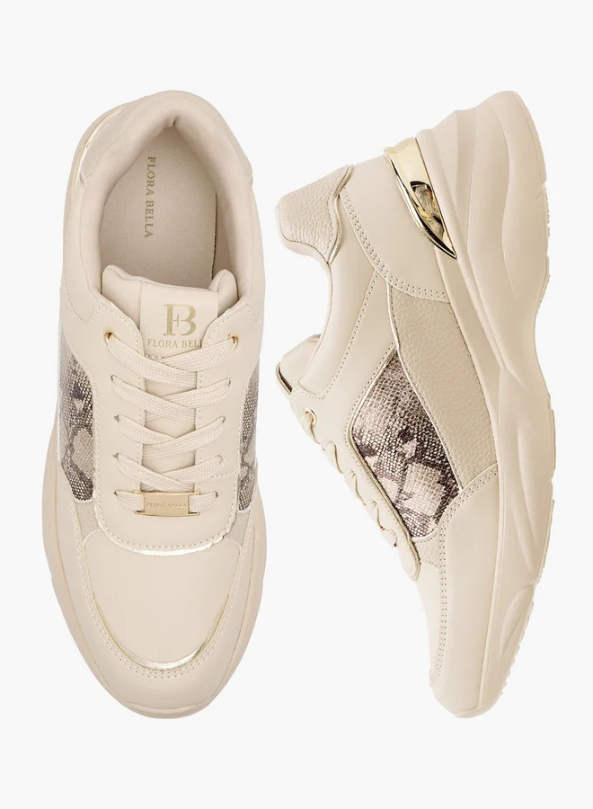 فلورا بيلا من شو إكسبرس Women's Animal Print Sneakers with Lace-Up Closure and Chunky Heels