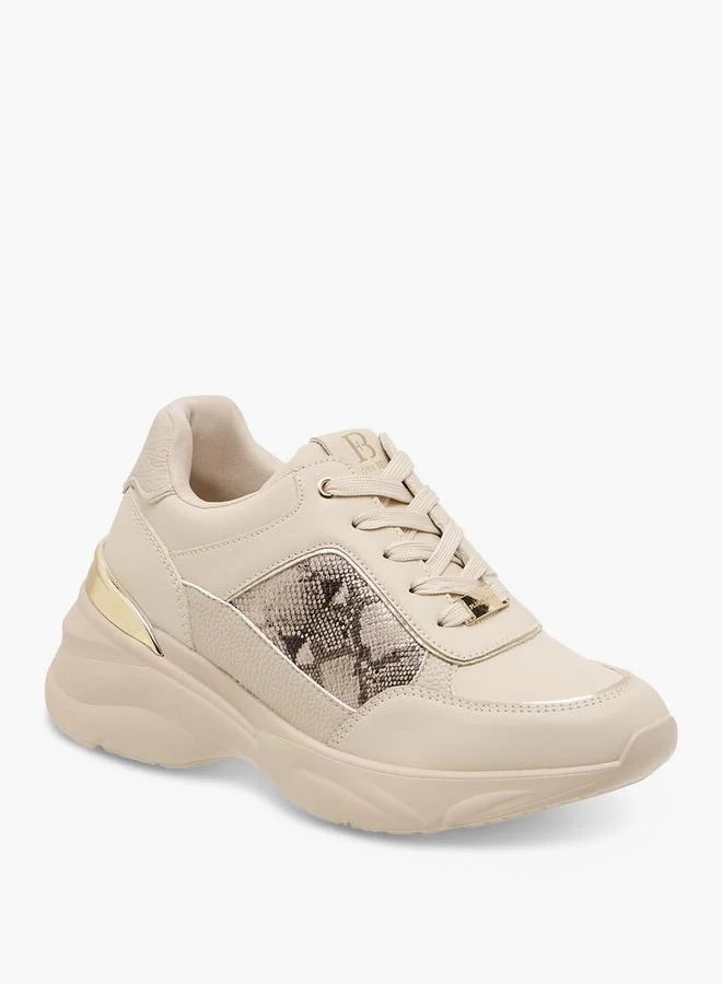 Flora Bella By Shoexpress Women's Animal Print Sneakers with Lace-Up Closure and Chunky Heels
