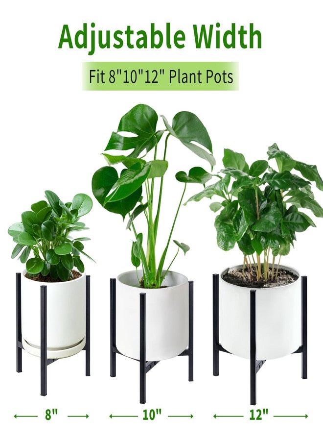 Airpark Plant Stand Indoor Adjustable, Metal Modern Plant Stand, Heavy Duty Stable Plant, Fit 8-12 inch Pots, Number of Items-2, Color-Black (Pot & Plant Not Included) - Image 2