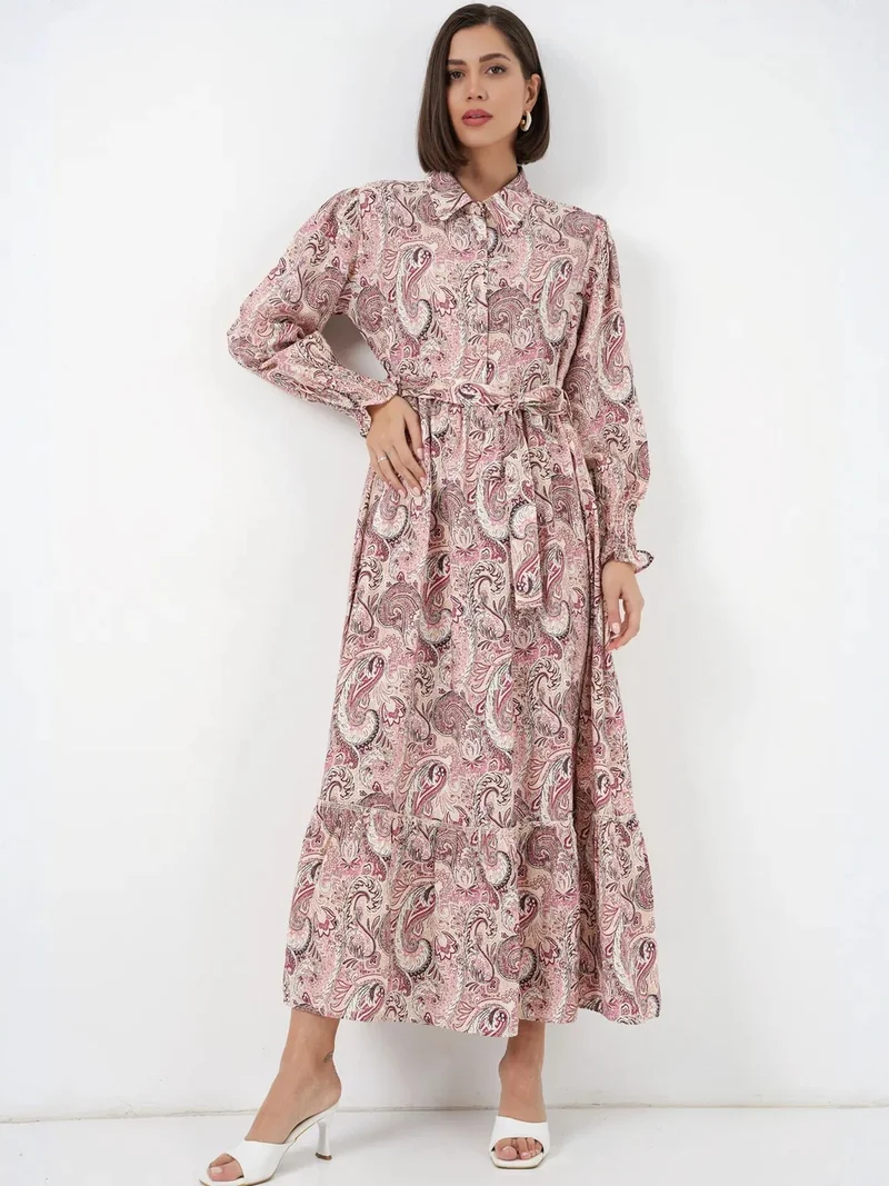 BDART Paisley Belted Midi Shirt Dress