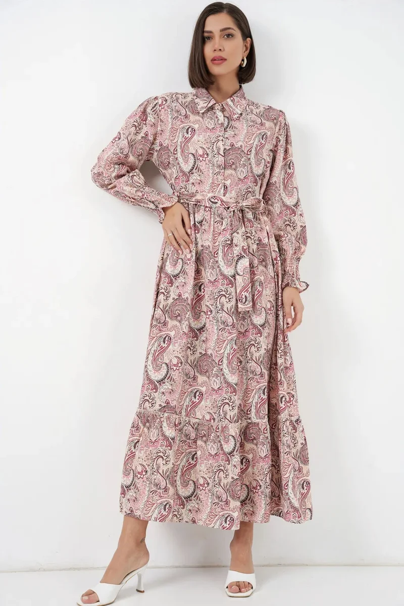 بيغ دارت BDART Paisley Belted Midi Shirt Dress