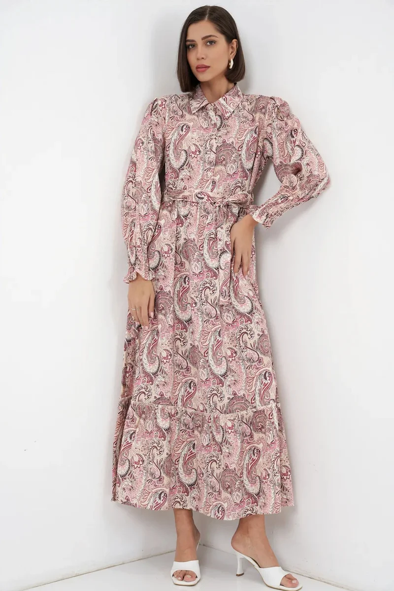 بيغ دارت BDART Paisley Belted Midi Shirt Dress
