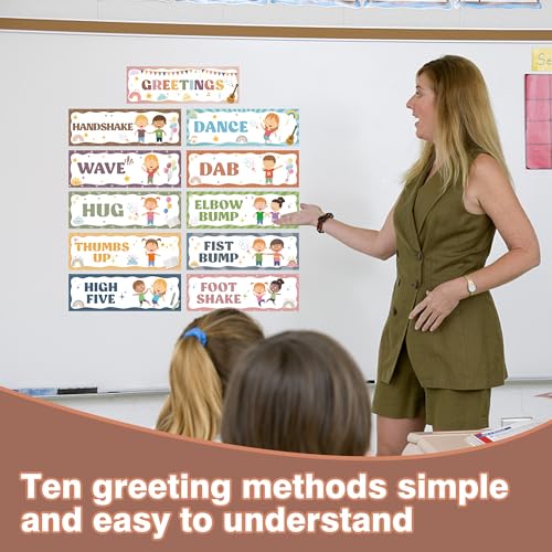 Wehhbtye Boho Classroom Greeting Poster, 9.4'' x 3'' Social Distancing Greetings Poster, Waterproof Greetings Choice Classrooms Rules Posters for Back to School Classroom Decor Teacher Supplies - Image 4