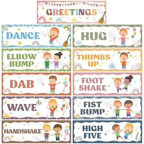 Wehhbtye Boho Classroom Greeting Poster, 9.4'' x 3'' Social Distancing Greetings Poster, Waterproof Greetings Choice Classrooms Rules Posters for Back to School Classroom Decor Teacher Supplies - Image 1