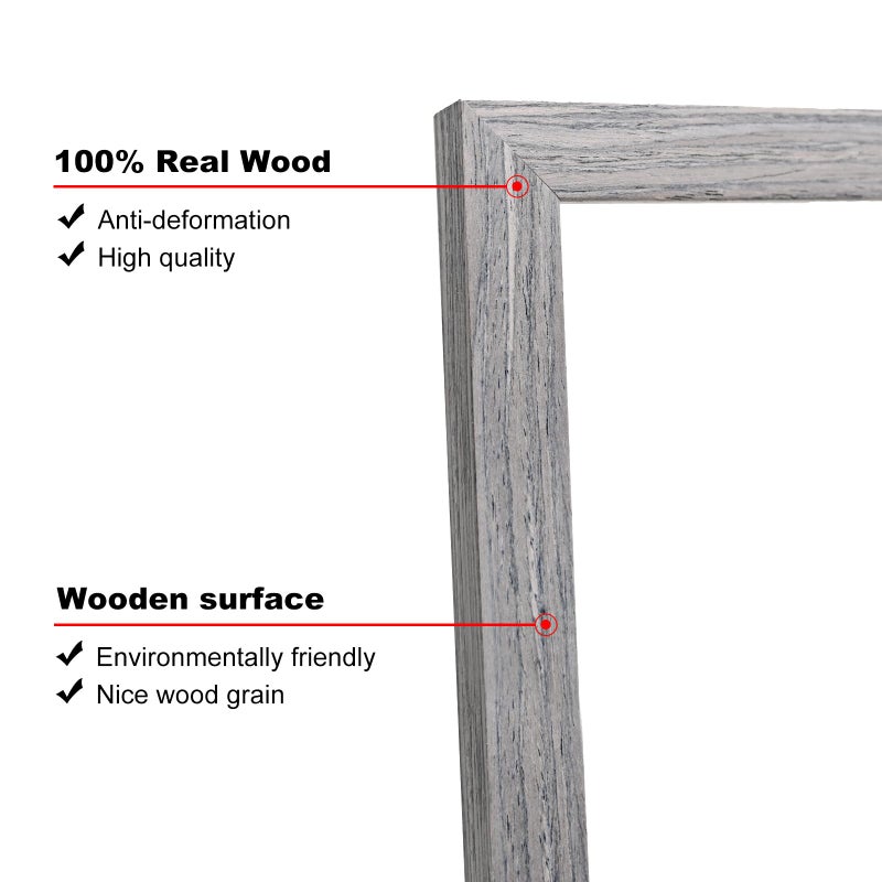 KINLINK Square 9x9 Picture Frames Grey  Solid Wood Frames with Acrylic Plexiglass for Pictures 7x7 With Mat Tabletop and Wall Mounting Display Frame Set of 4 - Image 2