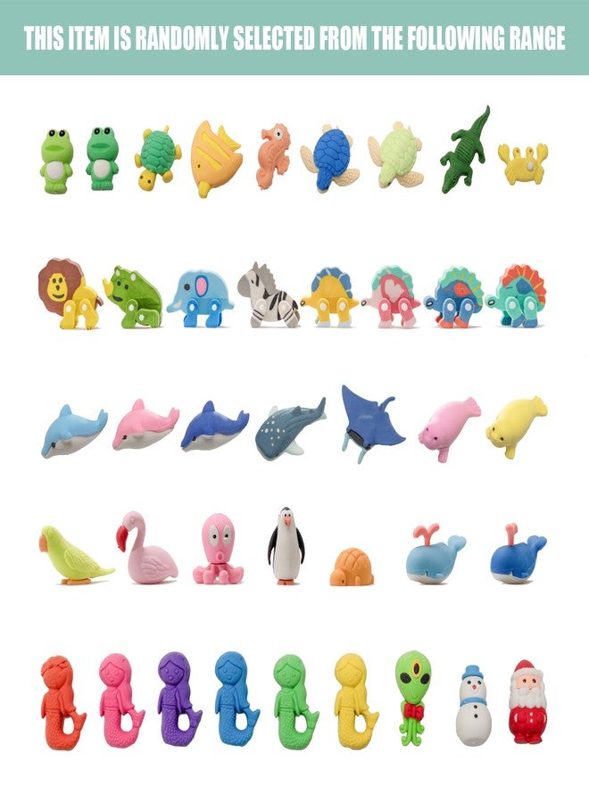 CLOCK KING 56Pcs 3D Animal Erasers for Kids, All are Animal Styles, Random Desktop Pets Toys Gifts, Mini Puzzle Classroom Rewards, Kids Party Favors Back to School Supplies - Image 5