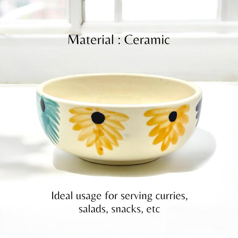 BACKKSPACE RETAIL Handmade & Hand-Painted Ceramic Blue Flower Bowls - Pack of 2, 500ml Capacity Each | Microwave Safe & Dishwasher-Friendly | Ideal for Fruit, Dessert, Snacks, Rice, and Soup - Image 4