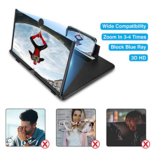 CameCosy 16 inch Screen Magnifier for Cell Phone 3D Magnifier Screen Enlarger for Movies,Videos,Reading,Gaming-Screen Amplifie with Foldable Phone Stand Holder. Compatible with All Smartphones -Black - Image 2
