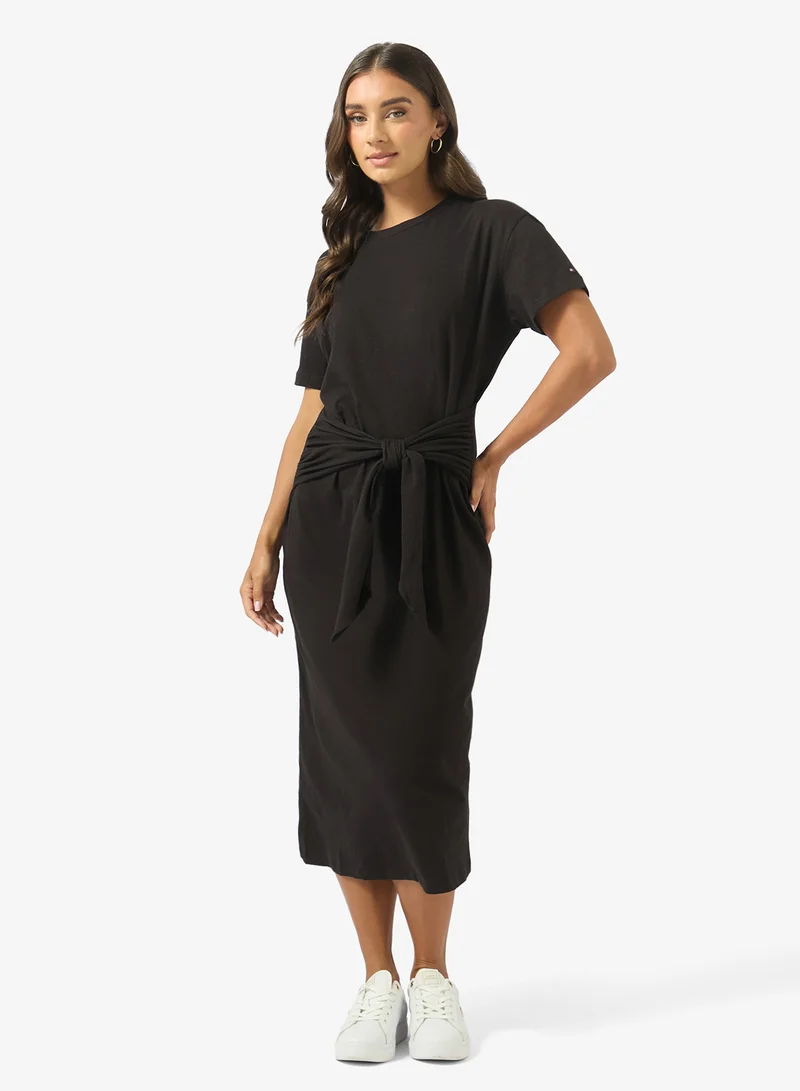 TOMMY HILFIGER Casual Co Slub Knot Midi Drs
