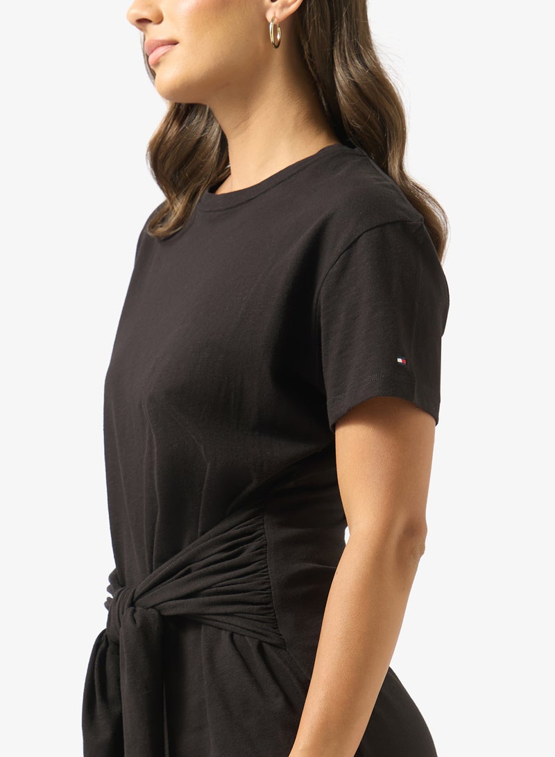 TOMMY HILFIGER Textured Knot Relaxed Midi T-Shirt Dress - Image 3