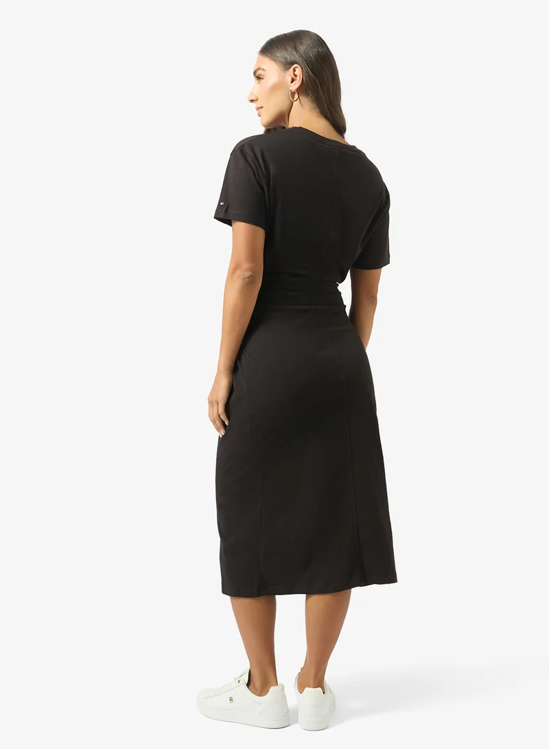 TOMMY HILFIGER Casual Co Slub Knot Midi Drs