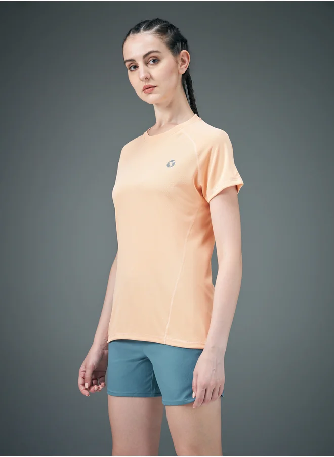 تكنوسبورت Women Solid Raglan Sleeves Regular Fit T-Shirt