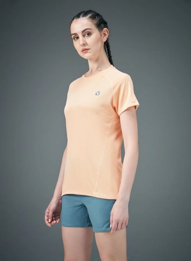 Technosport Women Solid Raglan Sleeves Regular Fit T-Shirt