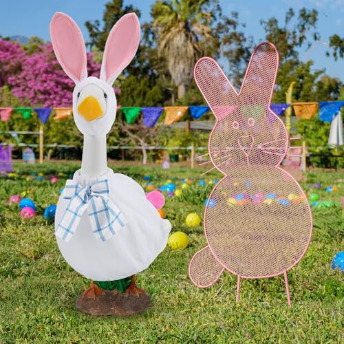 Arrowbash Goose Outfit Goose Clothes Porch Outfit Lawn Clothing for 23" High Cement or Plastic Lawn Porch Clothes, Garden Costume(Bunny) - Image 3
