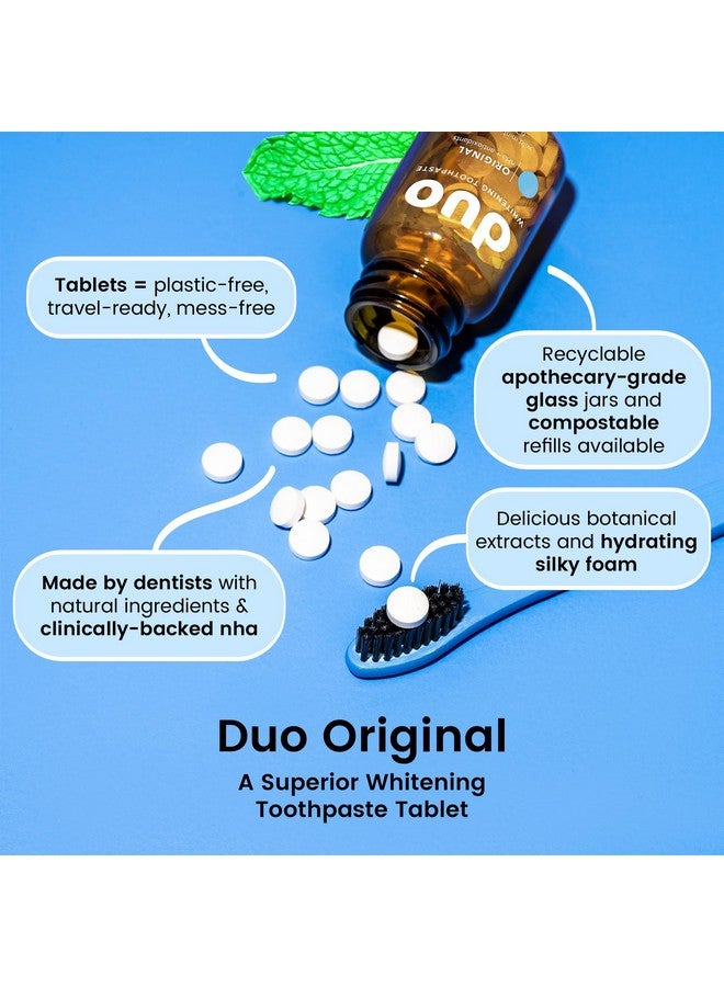 DUO Natural Whitening Toothpaste Tablets Nanohydroxyapatite (Nha) To Remineralize & Reduce Sensitivity Sustainable & Plastic Free Dentist Created Wild Mint Medley1 Bottle62 Tablets - Image 2