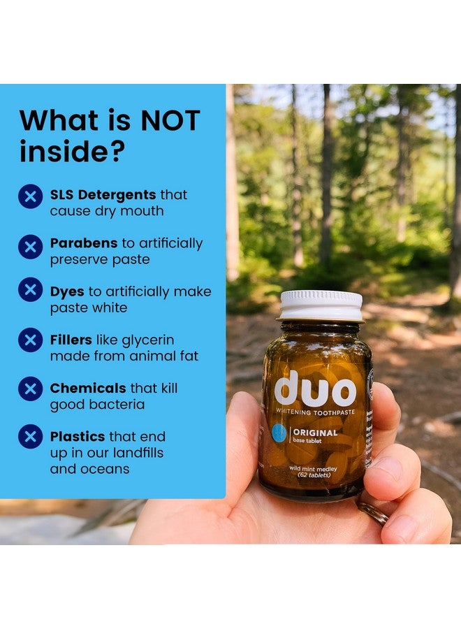 DUO Natural Whitening Toothpaste Tablets Nanohydroxyapatite (Nha) To Remineralize & Reduce Sensitivity Sustainable & Plastic Free Dentist Created Wild Mint Medley1 Bottle62 Tablets - Image 4