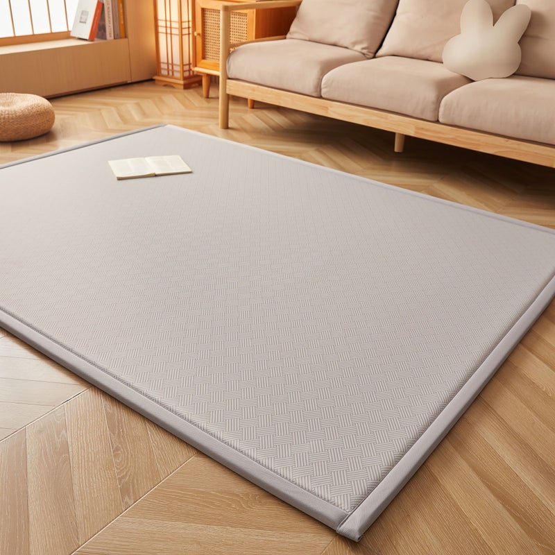 1pc Grey Mattress Pad Topper Bedding Cushion Floor Mattress Sleeping Mat 35.43 By 78.74 Inch Pet Friendly Non Slip Plaid Striped Pattern All Season Multifunctional 25D Memory Foam Tatami Cushion Pad Suitable For Bedside Living Room Home Decor Easy Modern Style - Image 5