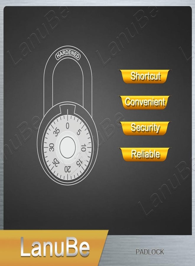 LanuBe Lock Standard Dial Combination Lock, 2 in. Wide, with Different Combinations, Black Turnplate, Pack of 24; Lock for School, Employee, Gym & Sports Locker, Case, Toolbox, and so on - Image 5