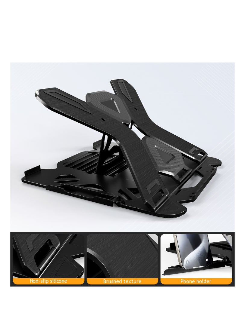 ZERIFAM Adjustable Laptop Stand for Desk, Laptop Computer Stand Multi-Angle Stand with Phone Stand, Portable Foldable Laptop Holder Riser Notebook Holder Compatible for 10 to 17”Laptops and Tablets - Image 2