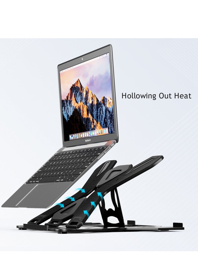 ZERIFAM Adjustable Laptop Stand for Desk, Laptop Computer Stand Multi-Angle Stand with Phone Stand, Portable Foldable Laptop Holder Riser Notebook Holder Compatible for 10 to 17”Laptops and Tablets - Image 3