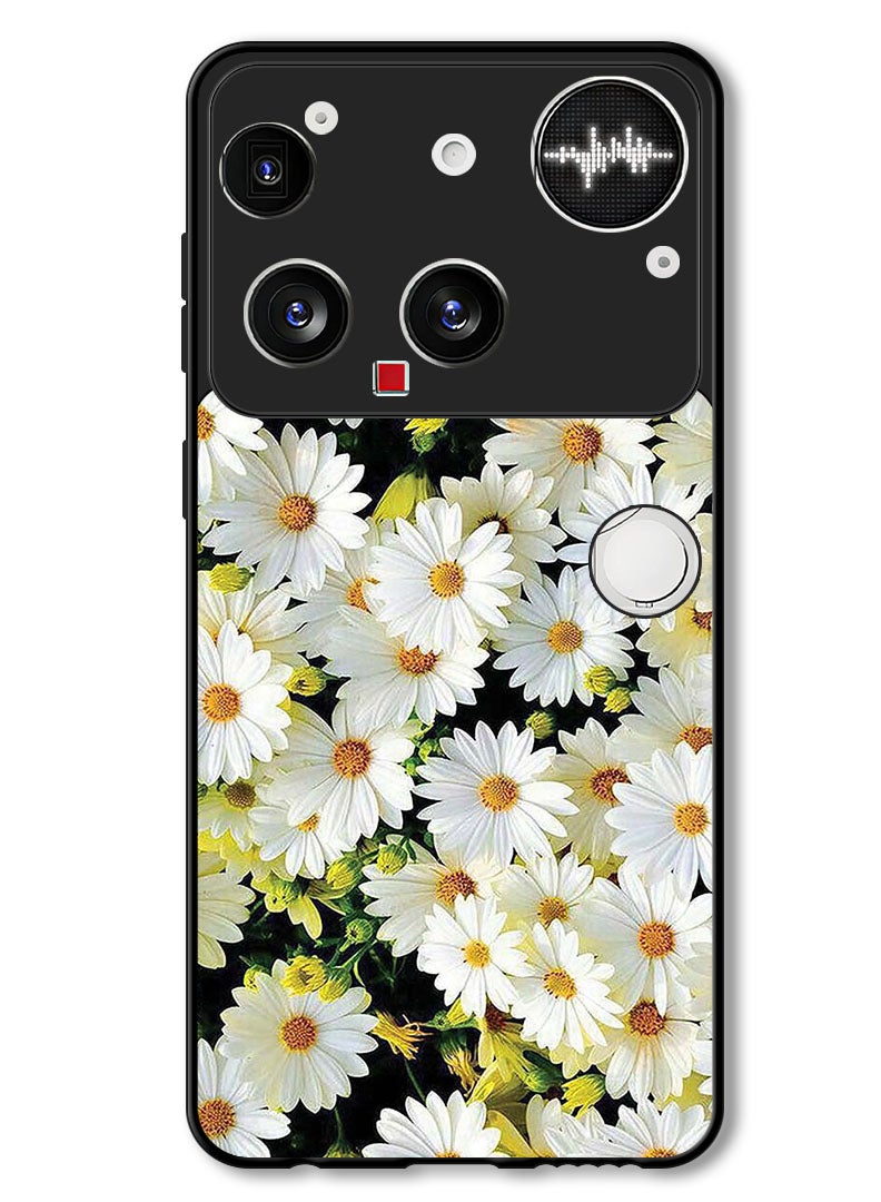 Theodor Case Compatible with Nothing Phone (3) 6.67 Inch Protection Shockproof Bumper Cover White Flowers - Image 1