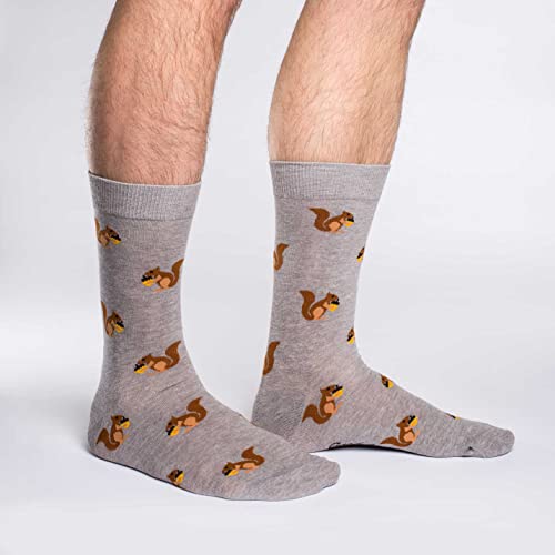 Good Luck Sock Men's Squirrels Crew Socks,Grey,Shoe: 7-12 - Image 2