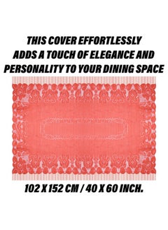 Kuber Industries Kuber Industries Center Table Cover | Net Table Cloth Cover | 4 Seater Table Cloth | Jhalar Table Cover | Table Protector | Table Cover for Center Table | 60x40 Inch | CTC | Peach  - Image 3