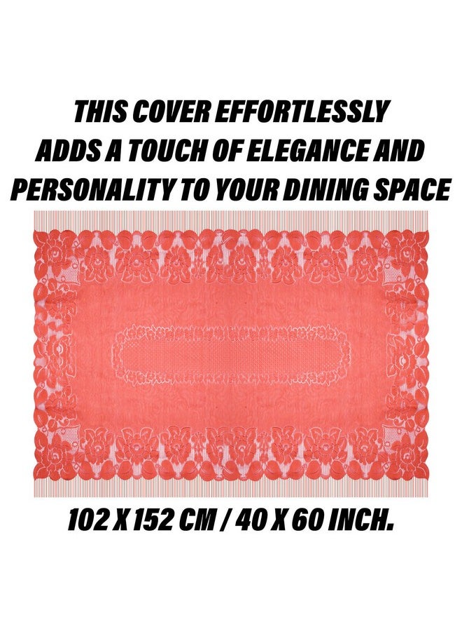 Kuber Industries - Kuber Industries Center Table Cover | Net Table Cloth Cover | 4 Seater Table Cloth | Jhalar Table Cover | Table Protector | Table Cover for Center Table | 60x40 Inch | CTC | Peach - Image 1
