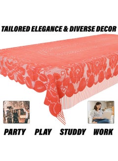 Kuber Industries Kuber Industries Center Table Cover | Net Table Cloth Cover | 4 Seater Table Cloth | Jhalar Table Cover | Table Protector | Table Cover for Center Table | 60x40 Inch | CTC | Peach  - Image 4