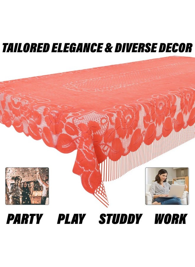 Kuber Industries - Kuber Industries Center Table Cover | Net Table Cloth Cover | 4 Seater Table Cloth | Jhalar Table Cover | Table Protector | Table Cover for Center Table | 60x40 Inch | CTC | Peach - Image 1