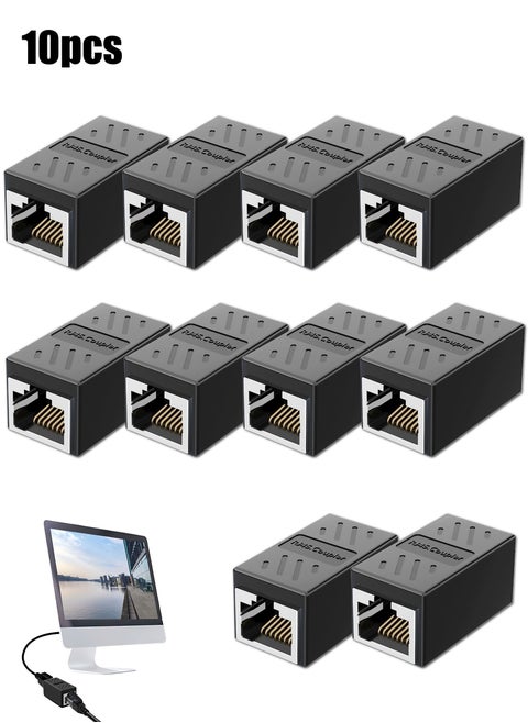 مقرنة RJ45 ، مقرنة إيثرنت - أنثى إلى أنثى موسع كابل شبكة الإنترنت ل Cat7 / Cat6 / Cat5e / Cat5 ، 10 عبوات