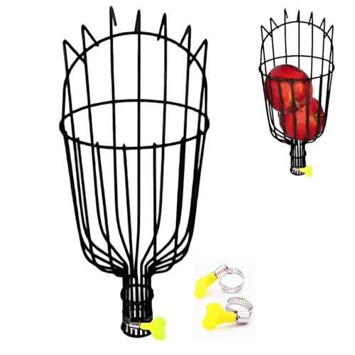 ecofynd Fruit Picker Tool with Adjustable Pole Fixing Clamp, Metal Gardening Easy and Safe Fruit Picking from Trees, Lightweight & Durable Basket Design for Outdoor Garden/Farm (Black) - Image 1