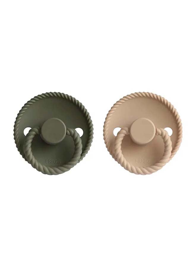 FRIGG لهاية FRIGG من السيليكون بحبل للأطفال 0-6 أشهر 2-pack كروسان/زيتون - الحجم 1 - Image 1