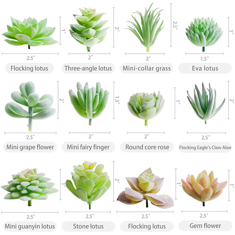 HappyHapi 12 Pcs Artificial Succulents Mini Fake Plants Unpotted Faux Succulent for Craft  Small Plastic Succulents Assortment in Flocked Green Floral Decor for Party  Cake  Garden & Outdoor - Image 2