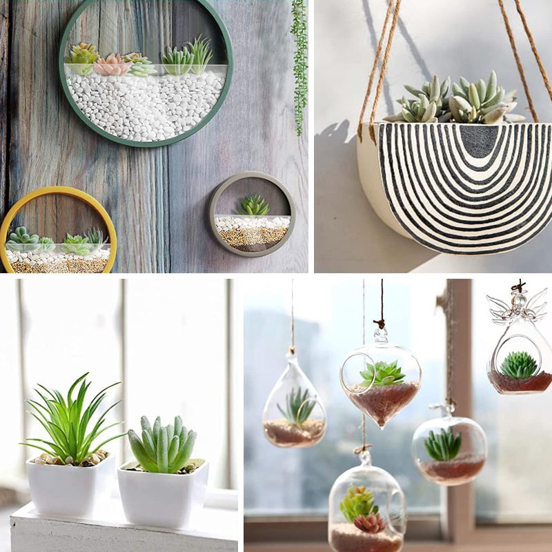 HappyHapi 12 Pcs Artificial Succulents Mini Fake Plants Unpotted Faux Succulent for Craft  Small Plastic Succulents Assortment in Flocked Green Floral Decor for Party  Cake  Garden & Outdoor - Image 4