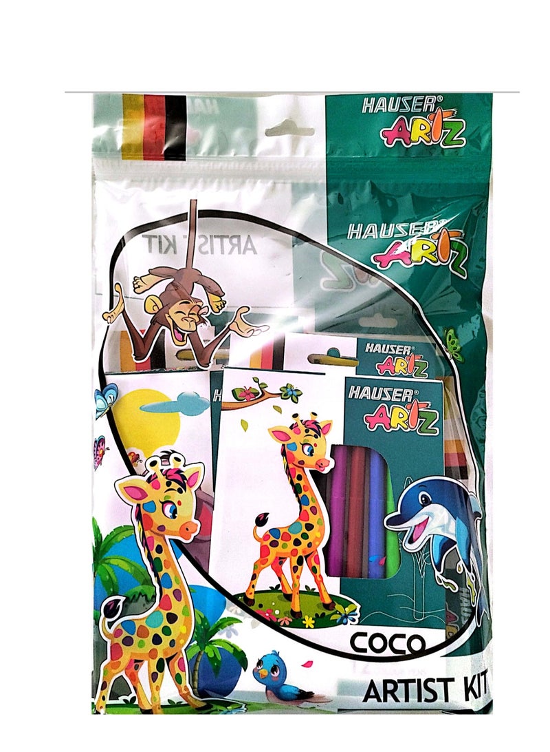 HAUSER Hauser artz bundle of technica pencils, big erasers, sharpners, wax crayons jumbo & brush and write sketch pens  - Image 1