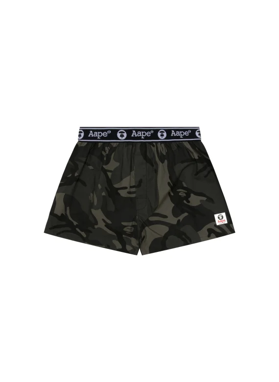 AAPE Moonface logo camo print boxer shorts