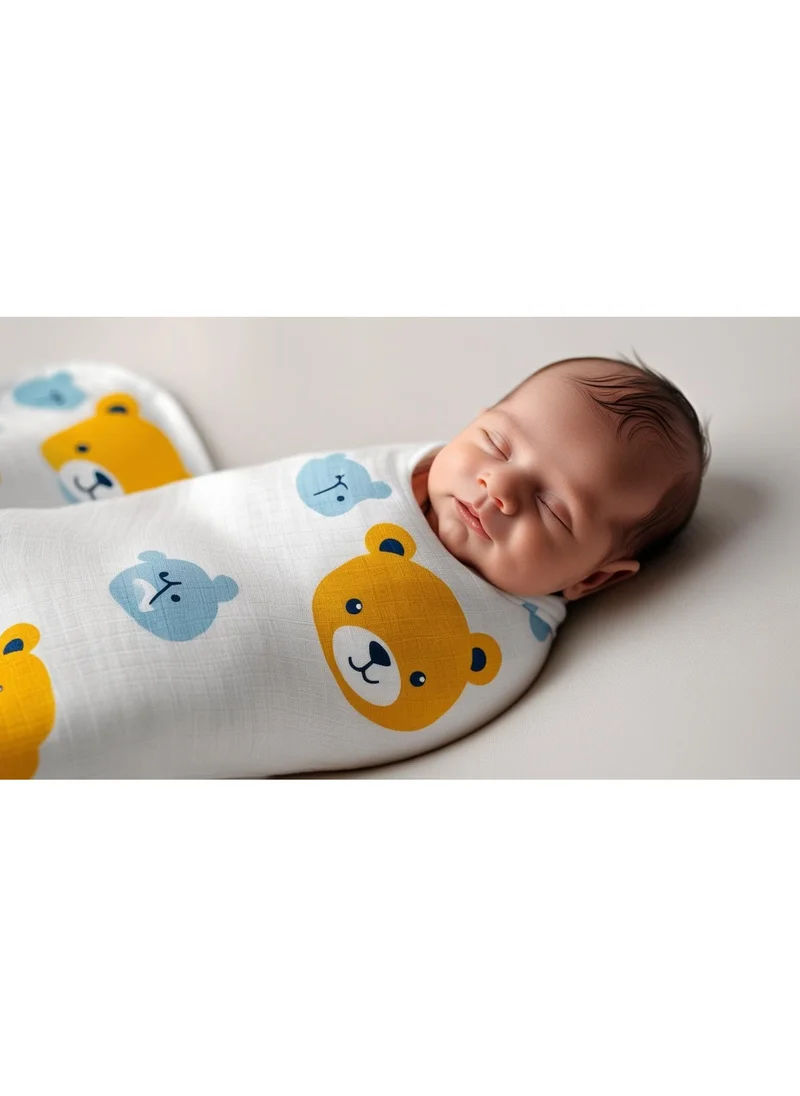 TUMMY TUMMY Bear Printed Organic Muslin Baby Essential Swaddle