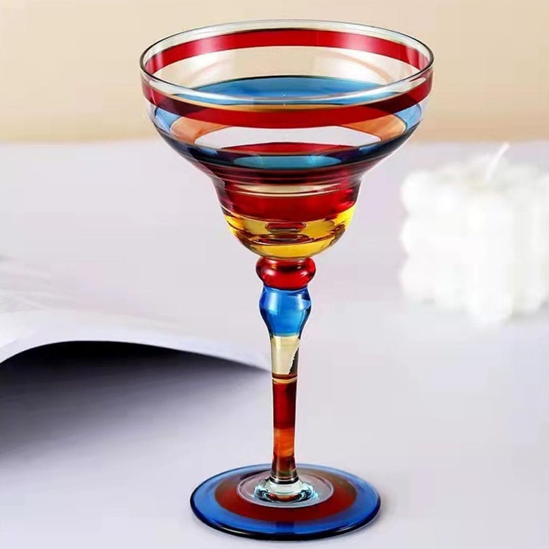 Hand Painted Drinking Glasses with Classical Wide Rimmed Margarita Glasses for Cocktails and Iced Beverages Margarita Glass with Hand Painted - Image 3