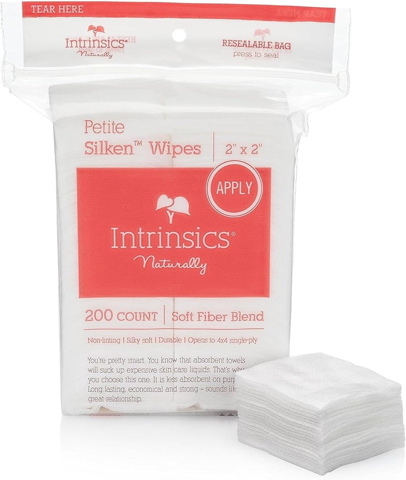 Intrinsics Petite Silken Wipes – 2"x2" 4-Ply Lint-Free Cotton Pads – 200 Count - Image 1