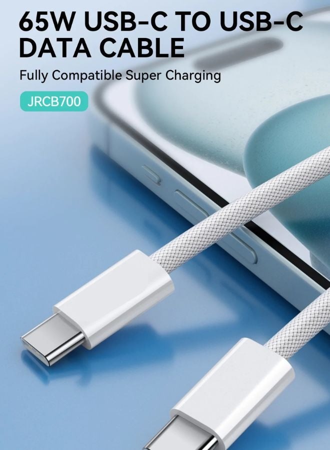 كابل PD من النوع C إلى النوع C بقوة 65 واط JRCB700 - كابل شحن سريع USB-C - 1 متر - Image 3