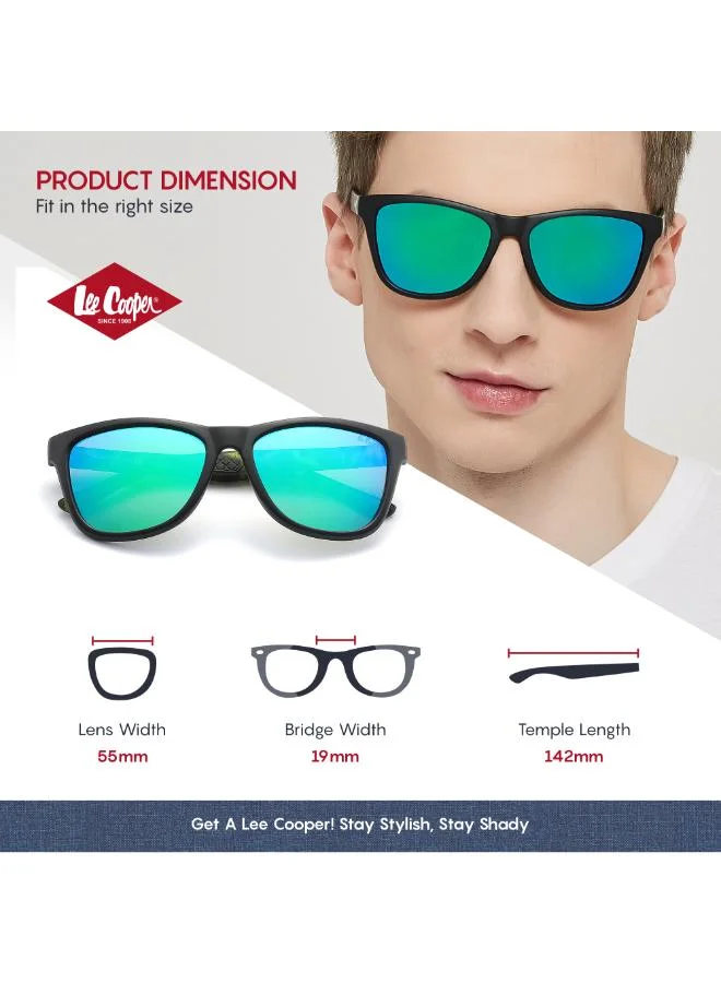 Lee Cooper Polarized Sunglasses Demi Frame Blue Revo Mirror Lens 55mm  - LC1039C03