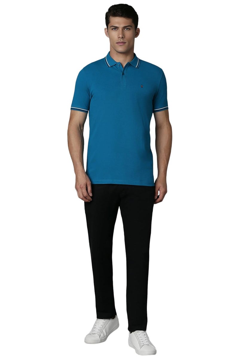 Louis Philippe Men's Cotton Solid Slim Fit T Shirt (Lykpcslp069893_Blue) - Image 5