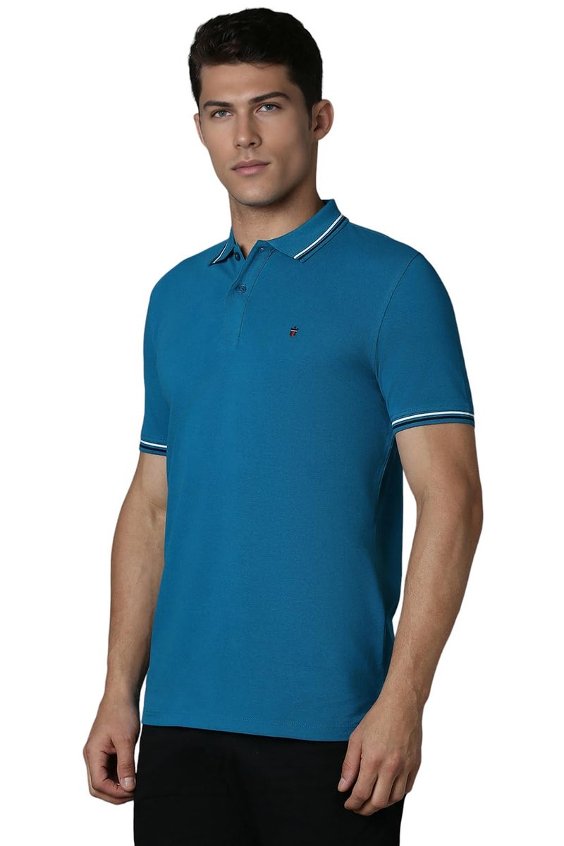 Louis Philippe Men's Cotton Solid Slim Fit T Shirt (Lykpcslp069893_Blue) - Image 2