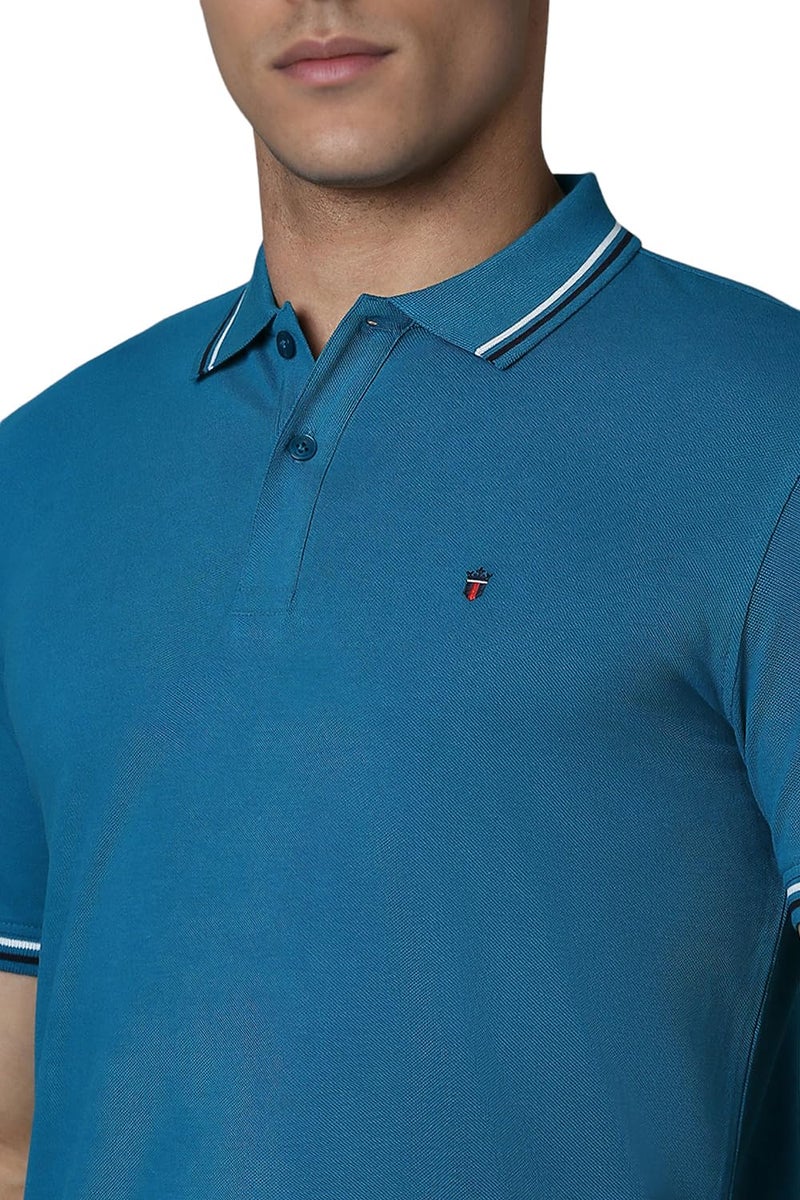 Louis Philippe Men's Cotton Solid Slim Fit T Shirt (Lykpcslp069893_Blue) - Image 4